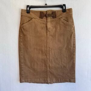 Lauren Jeans Ralph Lauren Brown Cotton Blend Belted Pencil Skirt equestrian 4